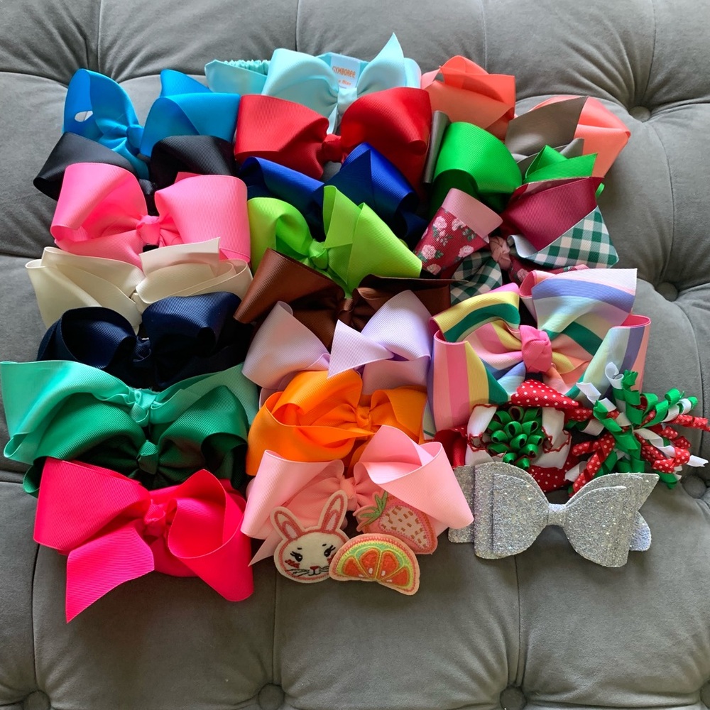 Lot of Hair Bows and Hair Barrettes